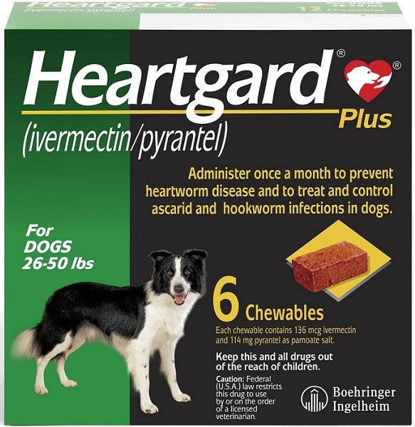 Heartgard Plus 136 Mg Verde Caja De 6 Tabletas